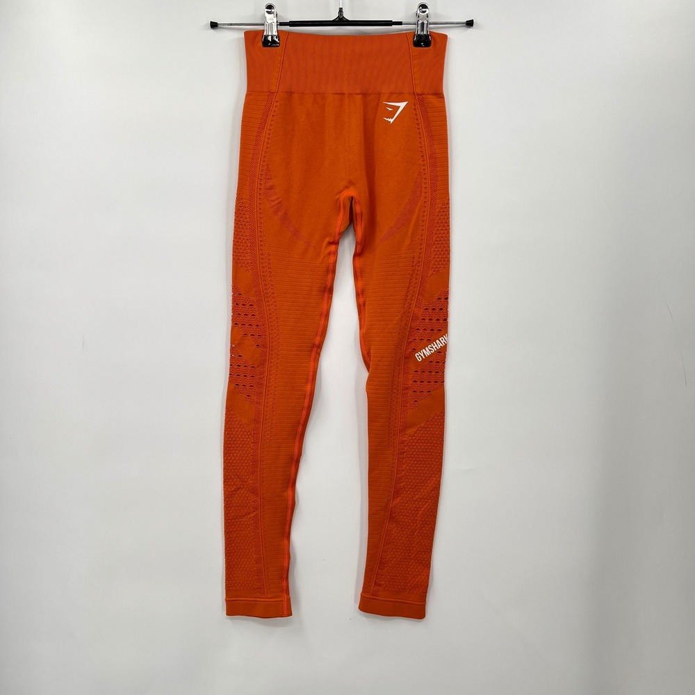 Gymshark Energy Leggings Orange High Waisted Eyelet‎ Workout Tights